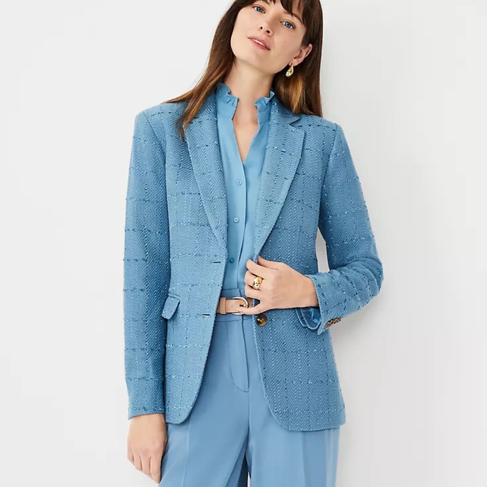Ann Taylor Light Blue Tweed Blazer